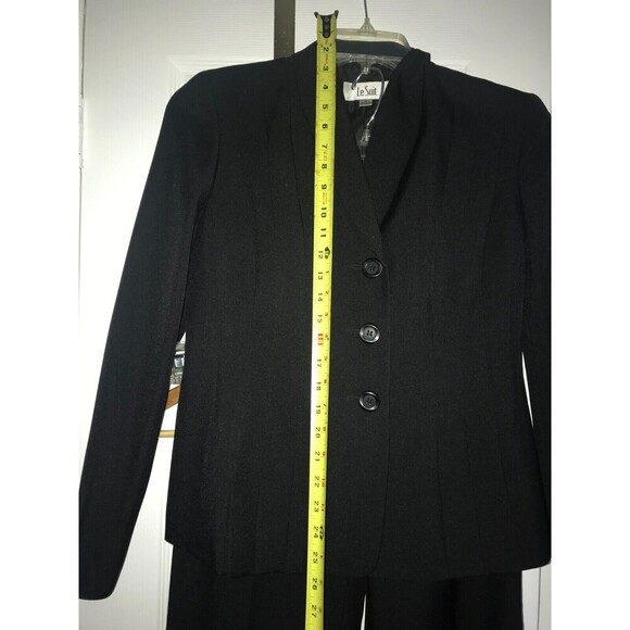 Le Suit Black Suit Set Jacket Blazer & Dress Pants Size 4 Petite Long‎ Sleeve - Picture 15 of 16